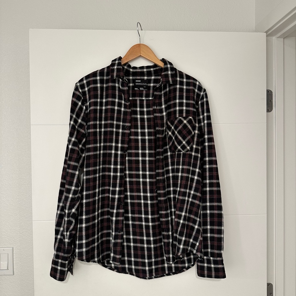 Brown and White Casual Button Down Shirt